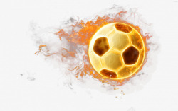 飞翔的足球火焰金色足球飞翔高清图片