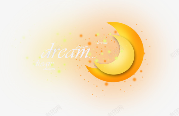 dream月亮png免抠素材_新图网 https://ixintu.com dream 弯月 月亮 梦想月亮 梦想英文字体 黄色月亮