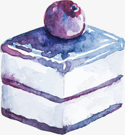 水彩方块美味蓝莓方块蛋糕矢量图高清图片