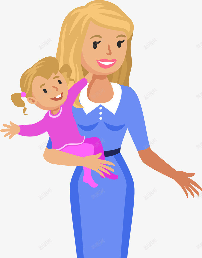 抱着小孩的妈妈插画png免抠素材_新图网 https://ixintu.com 人物插画 可爱小朋友 妈妈插画 抱着小孩 母爱 美丽女人