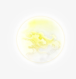 黄色祥云月亮手绘中秋素材