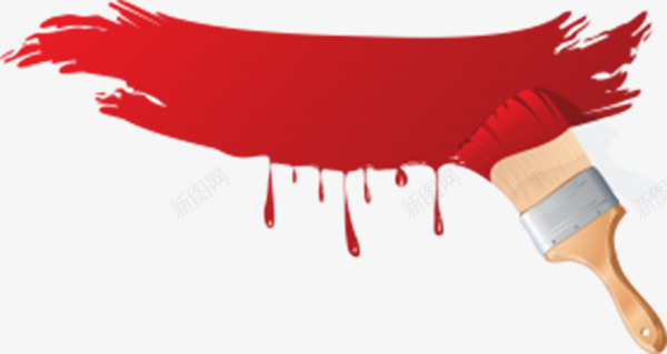 红色漆墙刷png免抠素材_新图网 https://ixintu.com 产品实物 刷子 木笔刷 红油漆 软笔刷