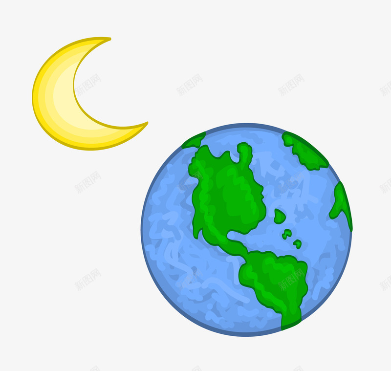 月亮地球矢量图eps免抠素材_新图网 https://ixintu.com 地球 天体 月亮 矢量素材 矢量图