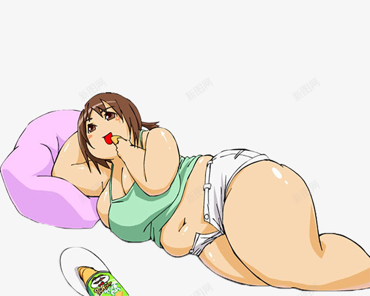 正在吃零食的卡通胖女人png免抠素材_新图网 https://ixintu.com 卡通 吃零食 女人 胖