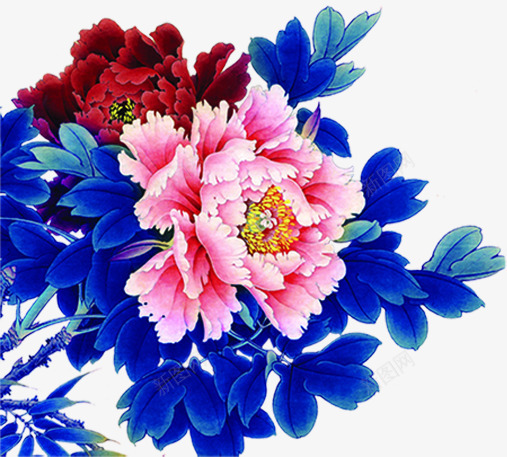 蓝色艺术牡丹花朵植物png免抠素材_新图网 https://ixintu.com 植物 牡丹 艺术 花朵 蓝色