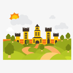 森林城堡卡通森林城堡元素矢量图高清图片