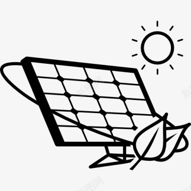 生态的太阳能电池板在阳光图标图标