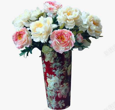 一簇鲜花png免抠素材_新图网 https://ixintu.com 牡丹 瓶子 花束 装饰 鲜花