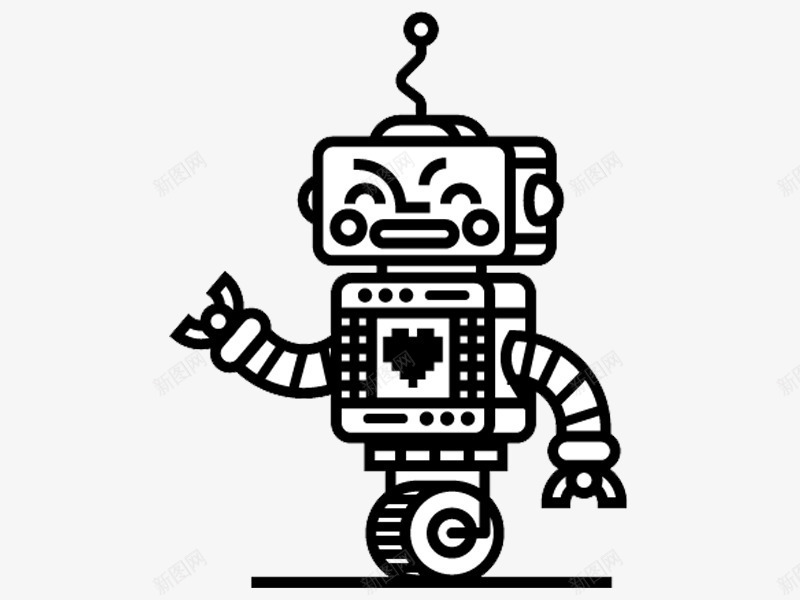 机器人图案png免抠素材_新图网 https://ixintu.com 方块 方形机器人 线性图案 线描 黑色
