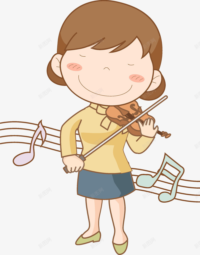 拉小提琴的女子png免抠素材_新图网 https://ixintu.com 弯曲 拉小提琴 拉琴 拉琴的女孩 波浪 线条 线谱 音乐 音乐会 音乐波浪