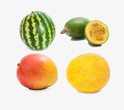 西瓜甜瓜等四种水果素材