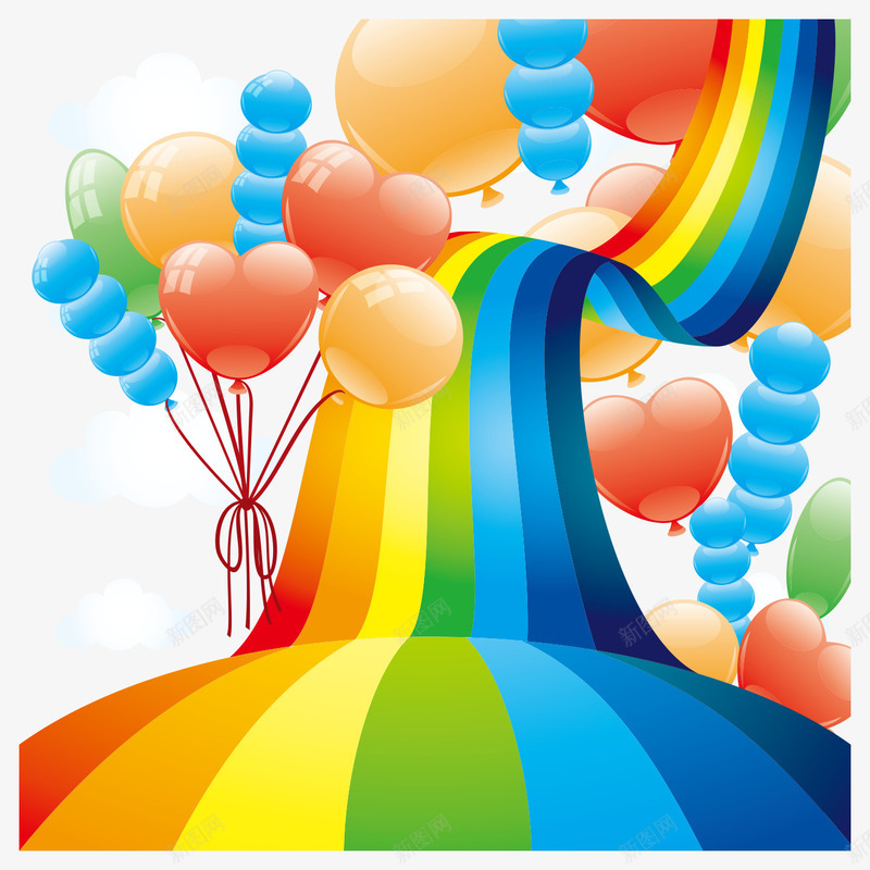 儿童插画矢量图eps免抠素材_新图网 https://ixintu.com 免费png素材 彩虹气球 气球 节日庆祝 矢量图