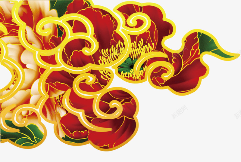 传统边框装饰psd免抠素材_新图网 https://ixintu.com 中国风装饰 传统边框装饰 牡丹花