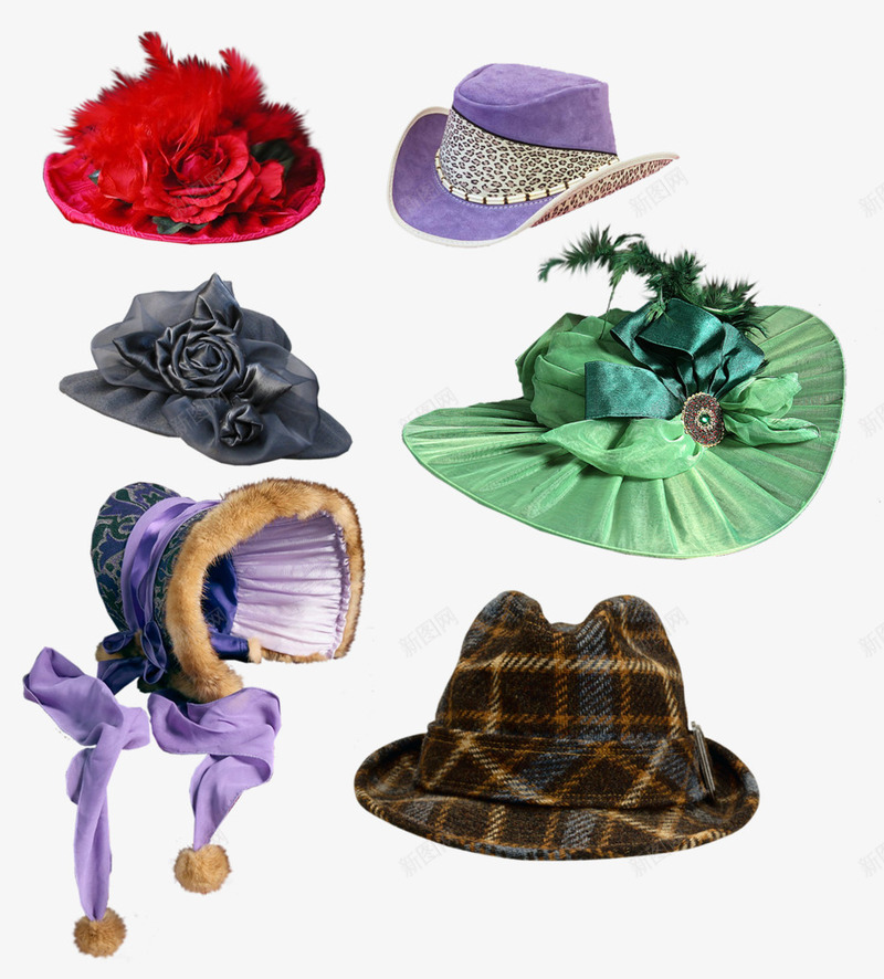 创意帽子合集png免抠素材_新图网 https://ixintu.com 产品实物 太阳帽 帽子 棉帽子 牛仔帽 绿帽子