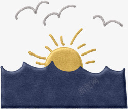 手绘海元素海浪高清图片