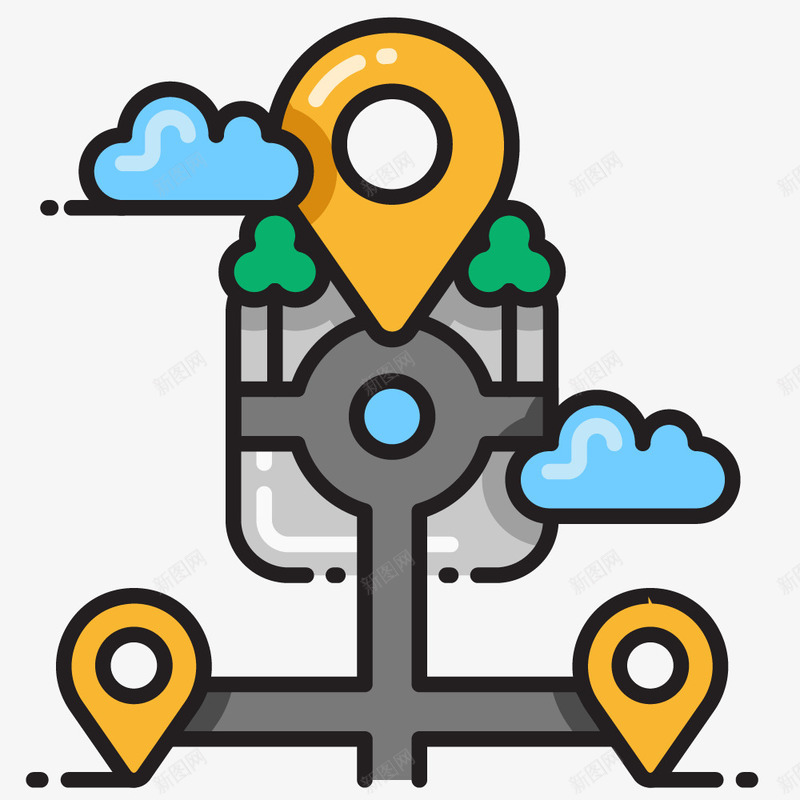 卡通简约线条定位导航装饰png免抠素材_新图网 https://ixintu.com 卡通定位样式 地图定位标志 地图导航定位 地图导航广告设计 地图导航海报设计 地标 地标建筑 车内导航定位