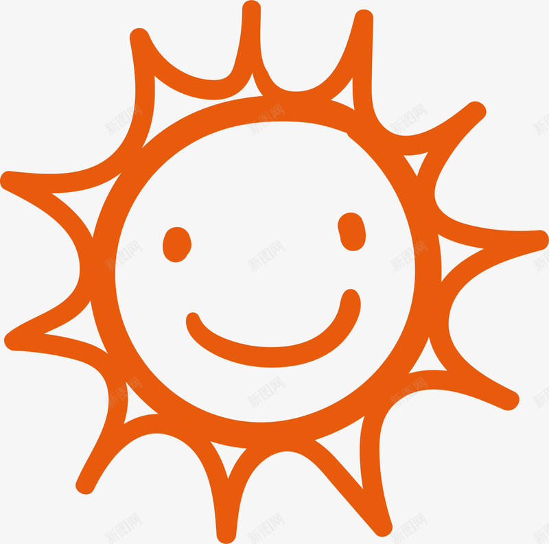 红色线条太阳png免抠素材_新图网 https://ixintu.com 卡通太阳 微笑太阳 简约太阳 红色太阳 线条日光 装饰图案