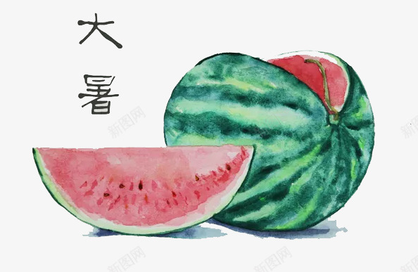 手绘西瓜png免抠素材_新图网 https://ixintu.com 手绘画 水果 矢量装饰 装饰 西瓜