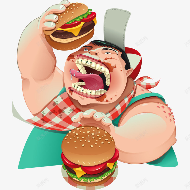 吃汉堡的肥胖女人png免抠素材_新图网 https://ixintu.com 人物 人物插画 卡通人物 汉堡包 矢量人物 肥胖女人