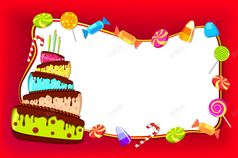 生日庆祝边框png免抠素材_新图网 https://ixintu.com 庆祝 欢乐 生日 节日 蛋糕