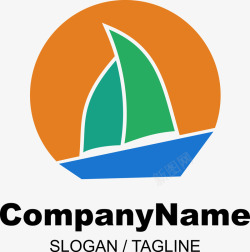 帆船logo设计帆船太阳背景LOGO图标高清图片
