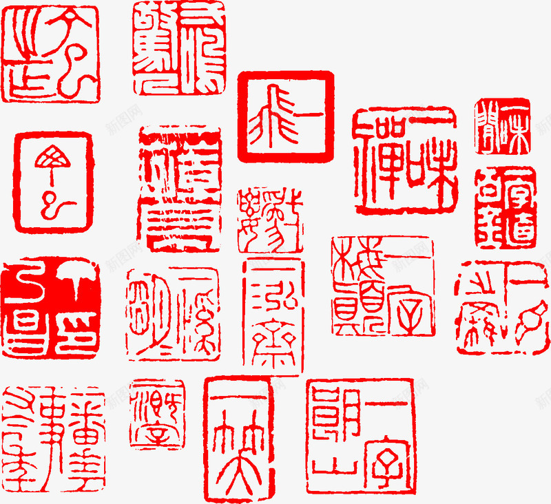 中国风红色方块印章png免抠素材_新图网 https://ixintu.com 印章 国风 方块 红色