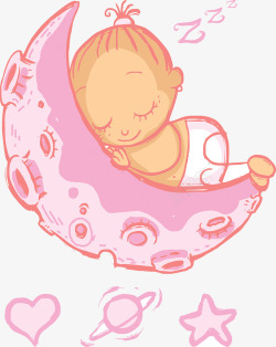 舒适睡眠可爱婴儿插画高清图片