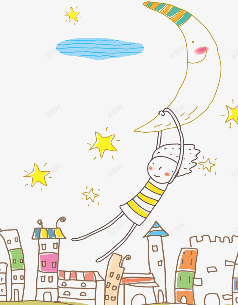 合成创意卡通风格抓着月亮的小男孩png免抠素材_新图网 https://ixintu.com 创意 卡通 合成 月亮 男孩 风格