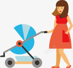 推货的女人推婴儿车的女人高清图片