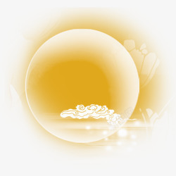 黄色中国风月亮花朵装饰图案素材