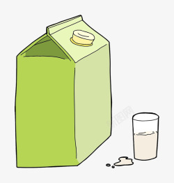 手绘牛奶盒子素材