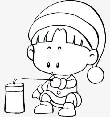卡通蹲着点蜡烛的小孩图标图标