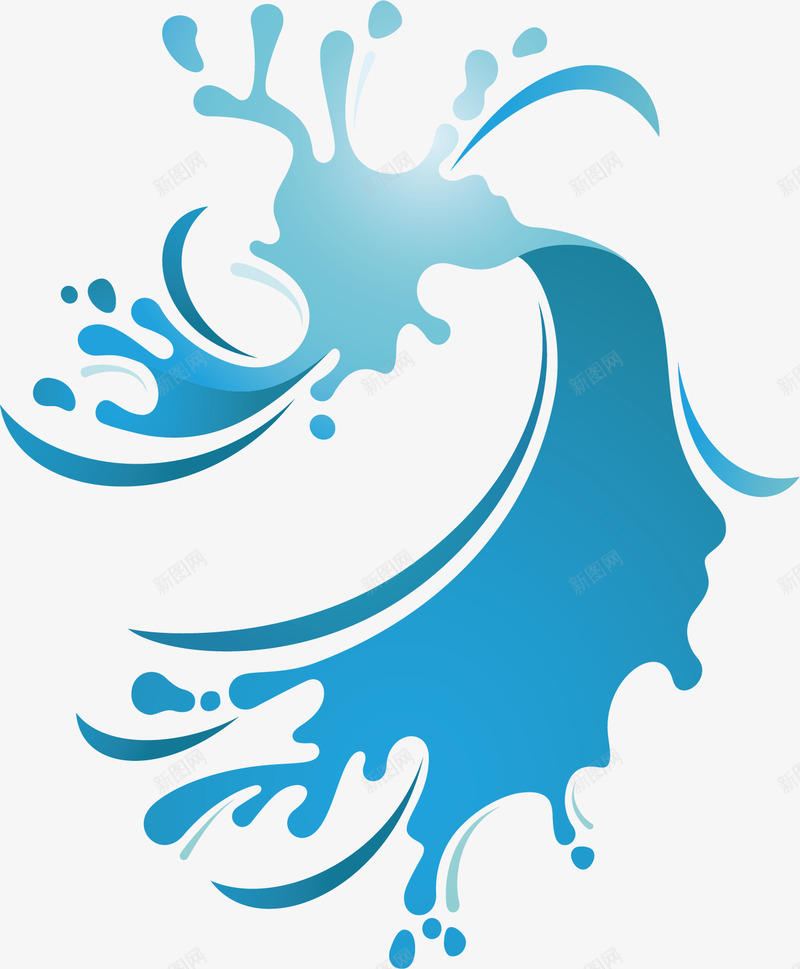 蓝色波浪标识图标png_新图网 https://ixintu.com 创意水浪 卡通波浪 古典水浪 水浪素材 波浪元素 波浪标识