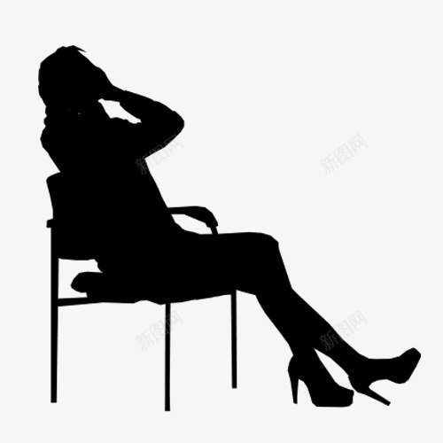 一个女人png免抠素材_新图网 https://ixintu.com 一个 剪影 卡通 女人 手绘 椅子 简笔 黑色