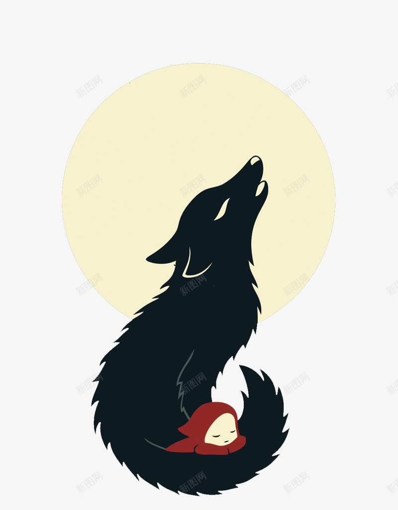 月和狼png免抠素材_新图网 https://ixintu.com PNG PNG免费下载 PNG图片 卡通 嚎叫 头狼 月亮 狼