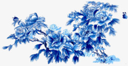 牡丹花蓝色牡丹花装饰素材