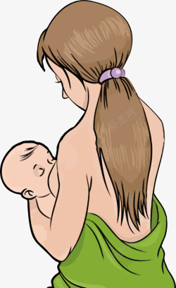 卡通抱着婴儿的女人素材