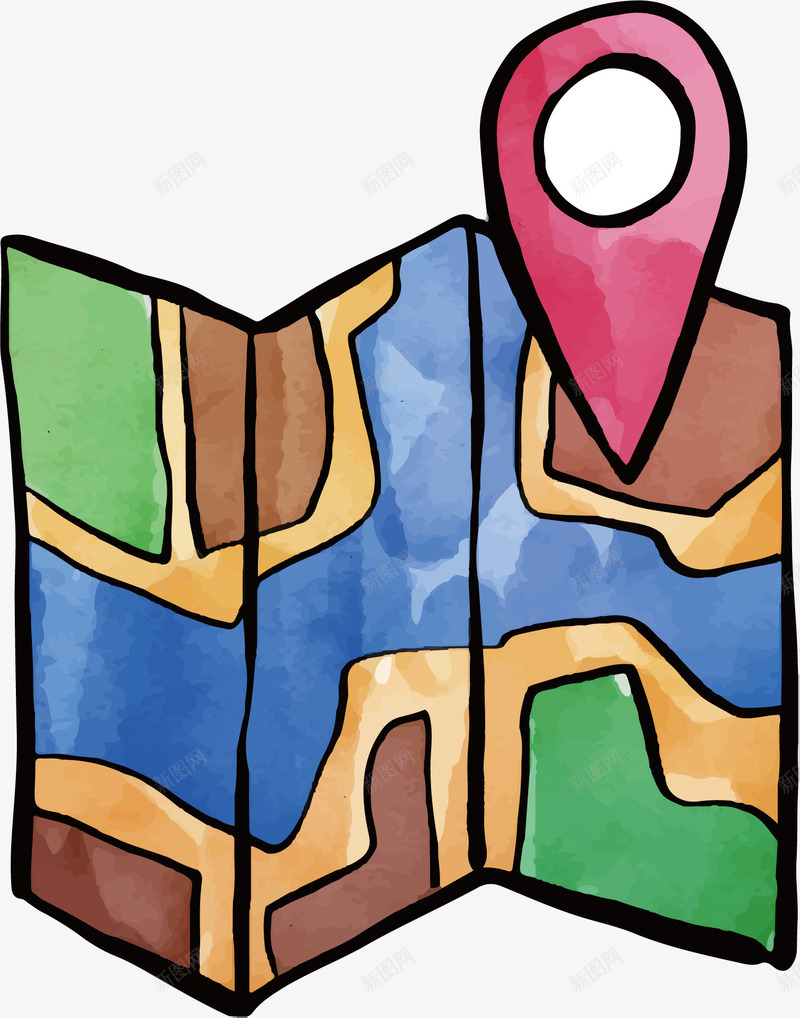 卡通彩色地图定位图标png_新图网 https://ixintu.com 地图 地标 定位 彩色 标志 标识 蓝色海岸