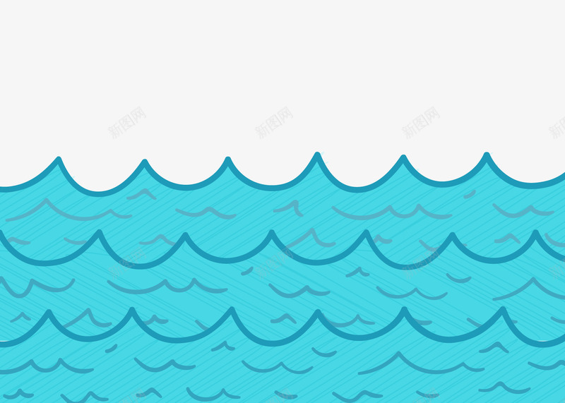 蓝色海浪背景装饰png免抠素材_新图网 https://ixintu.com 卡通大海 波浪线 海浪 背景装饰 蓝色大海