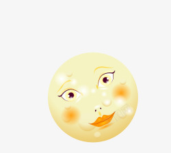 黄色创意月亮女人脸素材
