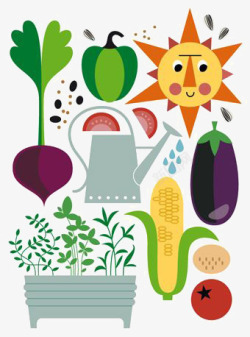紫萝卜卡通蔬菜园高清图片