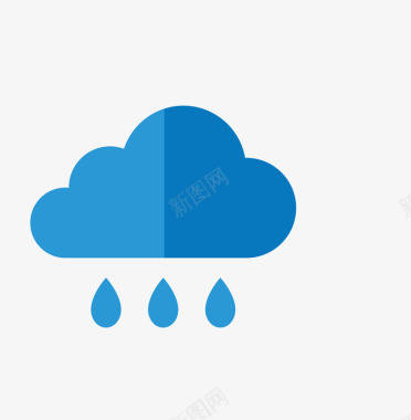 卡通蓝色雨天标识图标图标