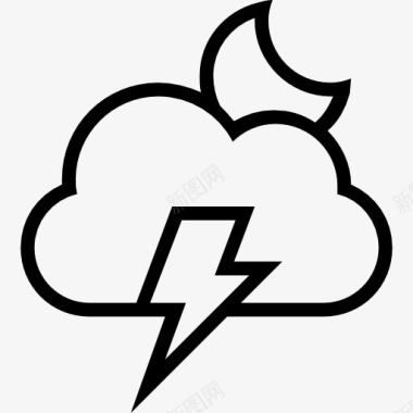 概述电风暴晚上天气符号图标图标