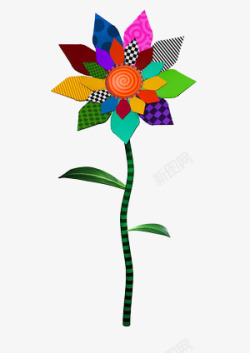 一个花朵一个七彩颜色拼成的太阳花朵高清图片