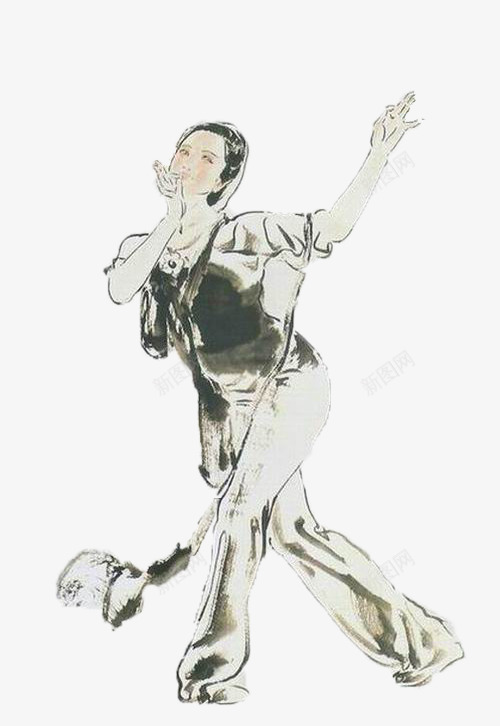 古典舞水墨图png免抠素材_新图网 https://ixintu.com 传统 手绘 民族舞 水墨图 跳舞