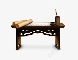 古典桌子上的字画素材