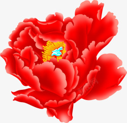 手绘红色卡通牡丹花朵素材