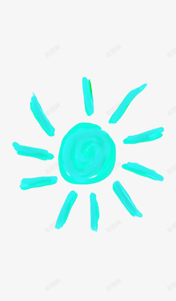 蓝色太阳png免抠素材_新图网 https://ixintu.com 创意 想象力 蓝色手绘太阳