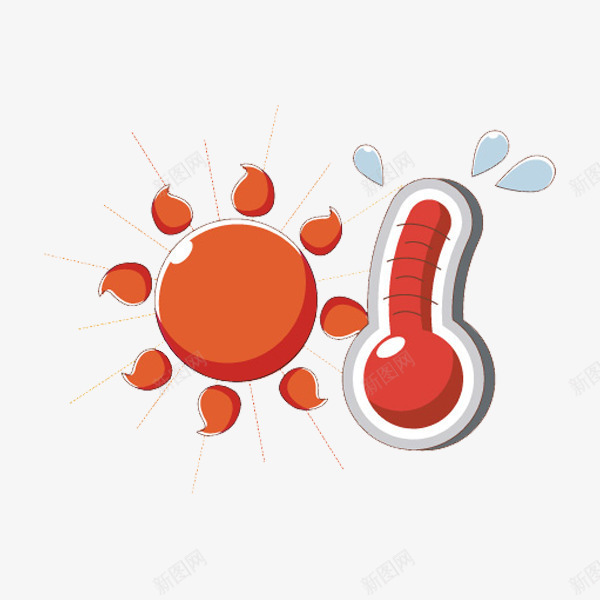 红色的温度计png免抠素材_新图网 https://ixintu.com 卡通 太阳 手绘 汗水 炙热的 简笔 红色的