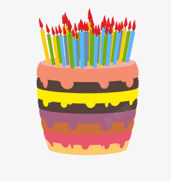 插满蜡烛的生日蛋糕素材